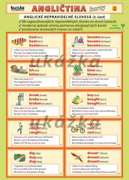 Angličtina karty 2 - nepravidelné slovesá